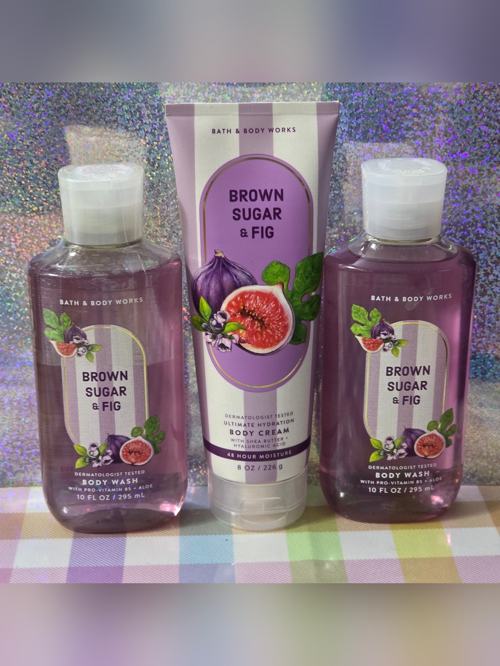 Bath & Body Works Brown Sugar & Fig Body Cream and Body Wash 3pc Set NEW Rare